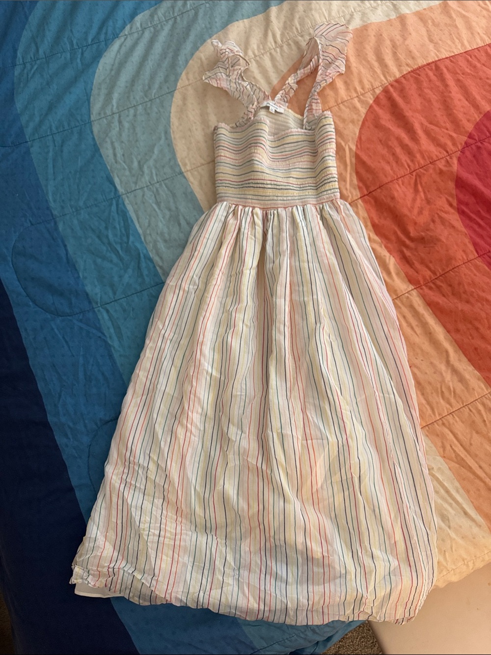 MADEWELL rainbow stripe sundress xxs